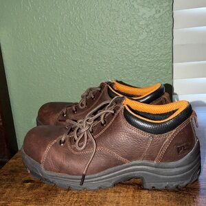 Timberland PRO TiTAN alloy toe work oxford boots shoes in brown leather